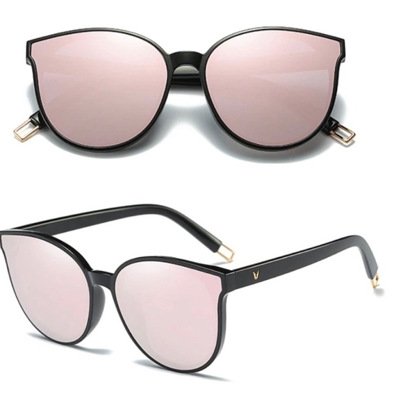 Rose gold mirrored cat eye sunglasses - black - Picture 3 of 7